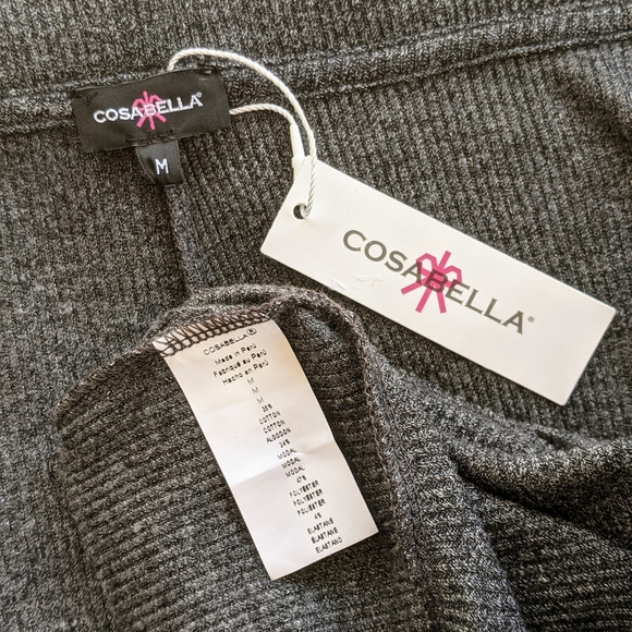 Cosabella Cadenza Robe Open Front Shawl Collar Cotton Mid-Thigh Charcoal M NWT - Picture 12 of 12